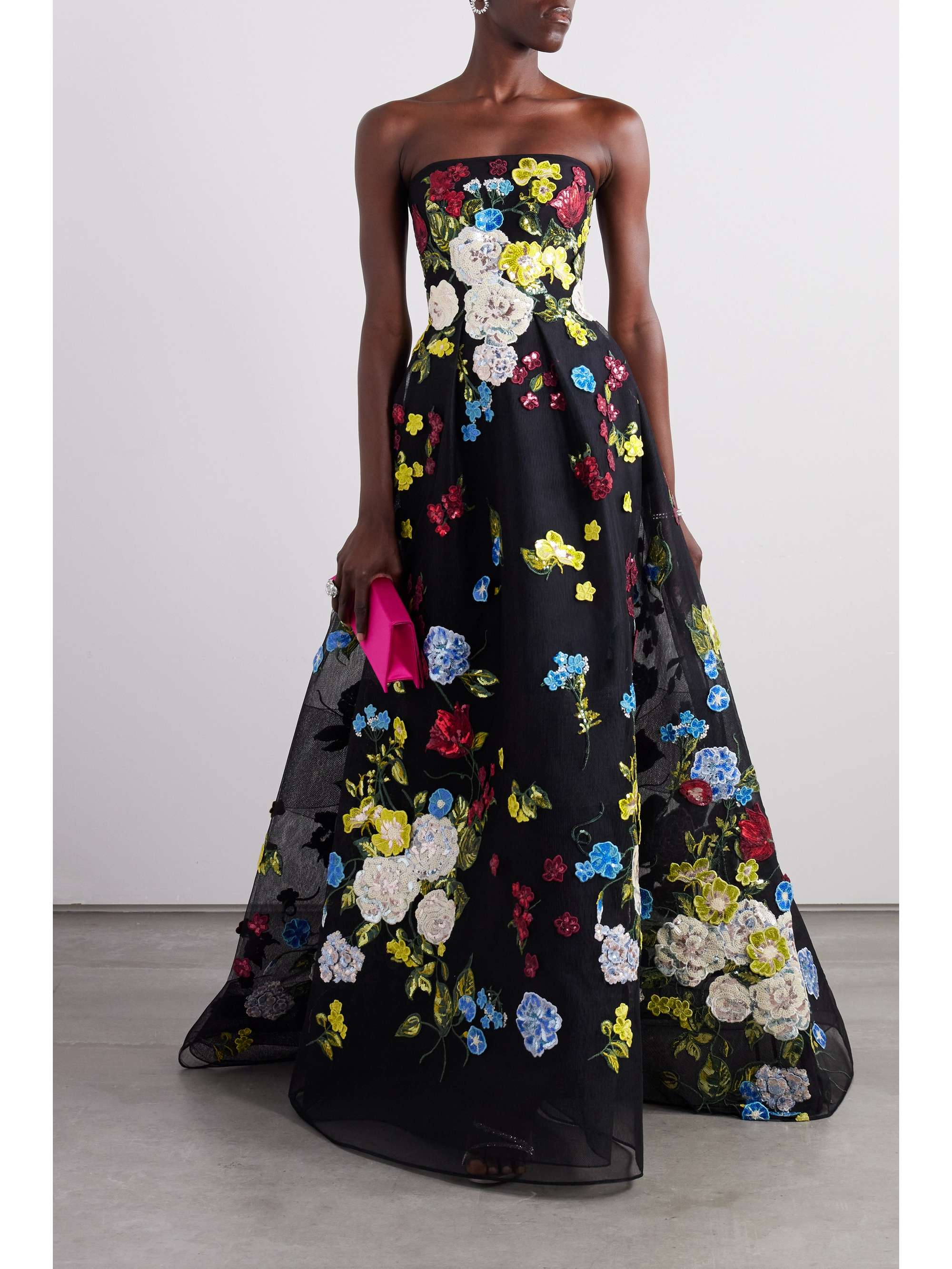 ELIE SAAB Strapless sequined tulle gown