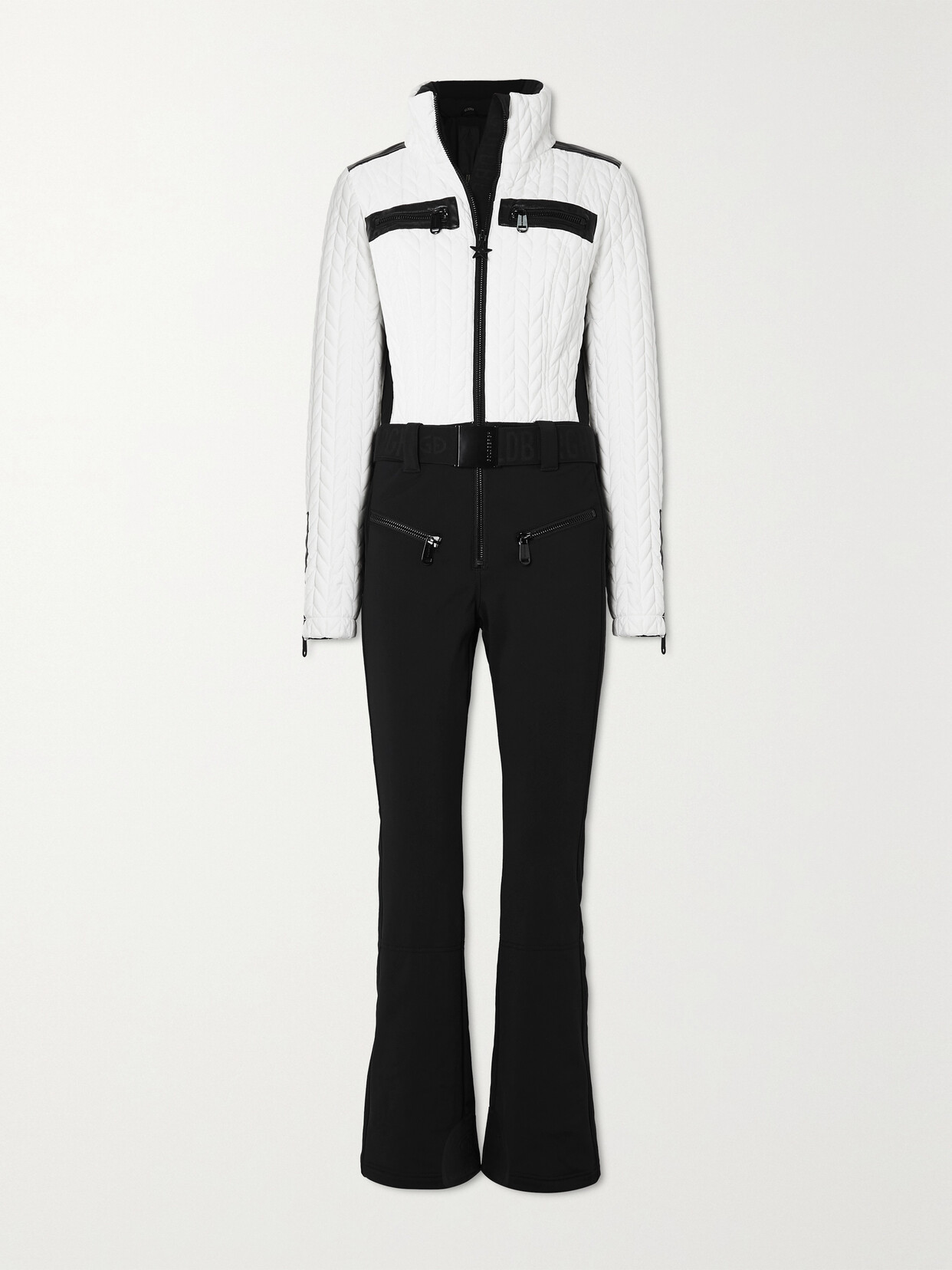 GOLDBERGH VISION BELTED FAUX LEATHER-TRIMMED QUILTED SKI SUIT