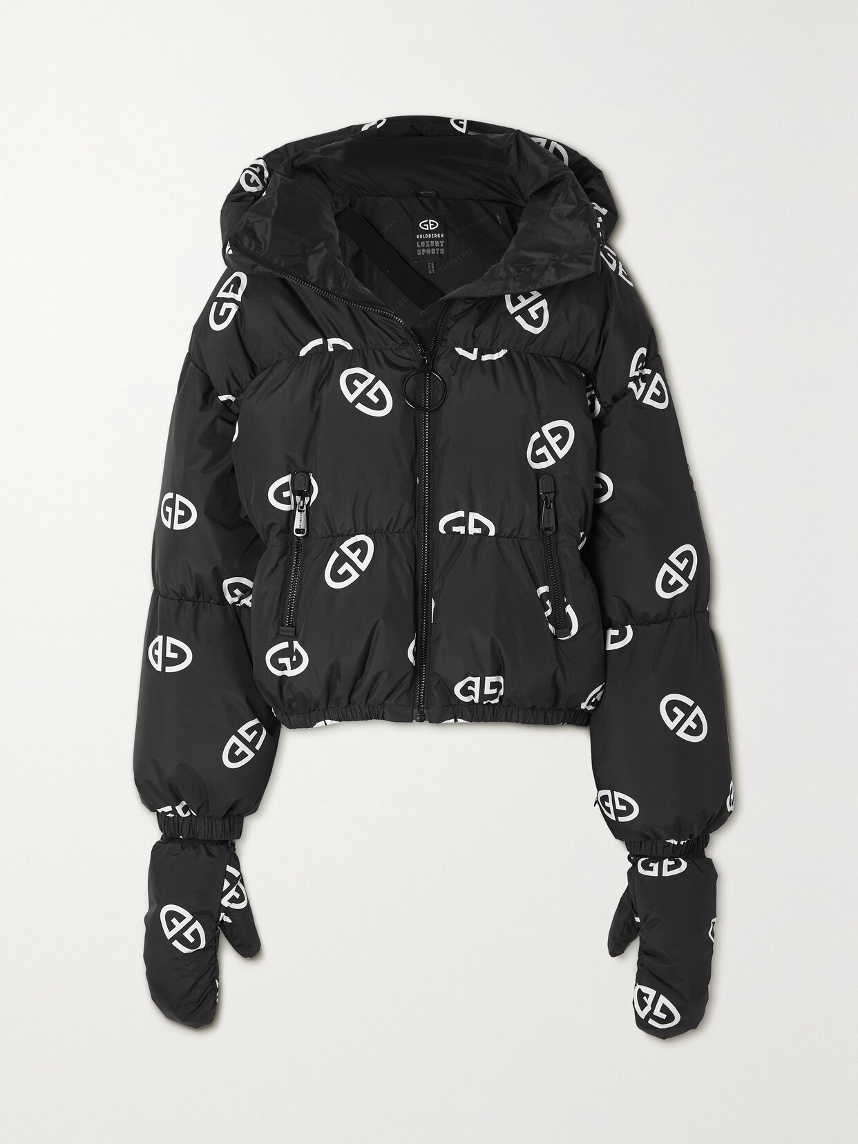 Goldbergh Snowflake Hooded Quilted Printed Recycled Ski Jacket - Black