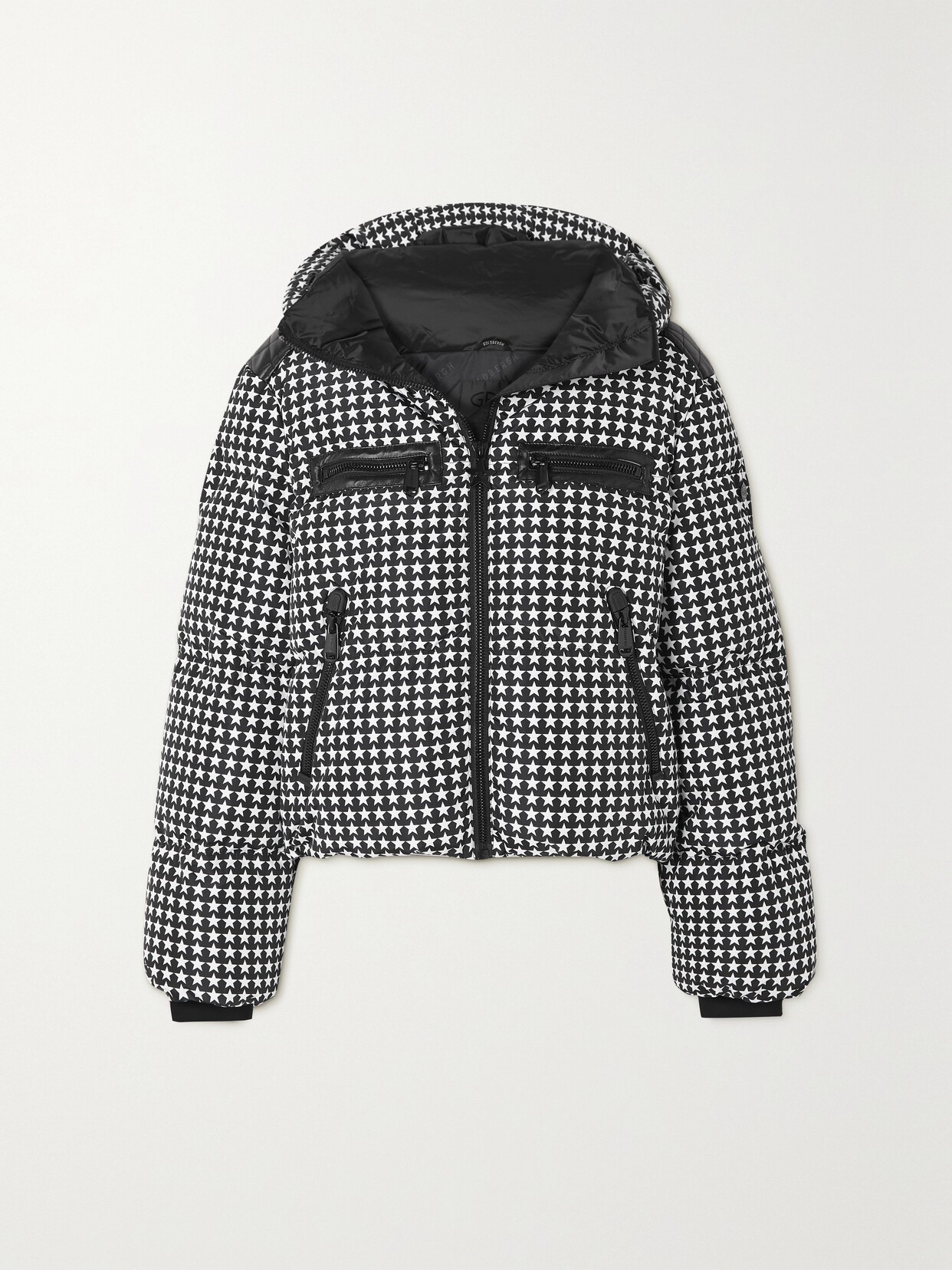 Goldbergh Track Hooded Faux Leather-trimmed Recycled Ski Jacket - Black