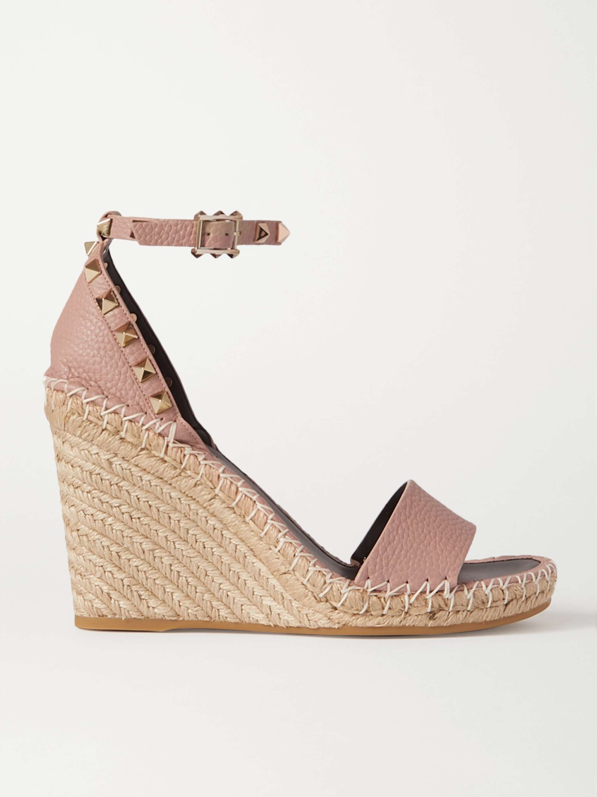 Pidgin Krav Taxpayer VALENTINO GARAVANI Rockstud 105 textured-leather espadrille wedge sandals |  NET-A-PORTER