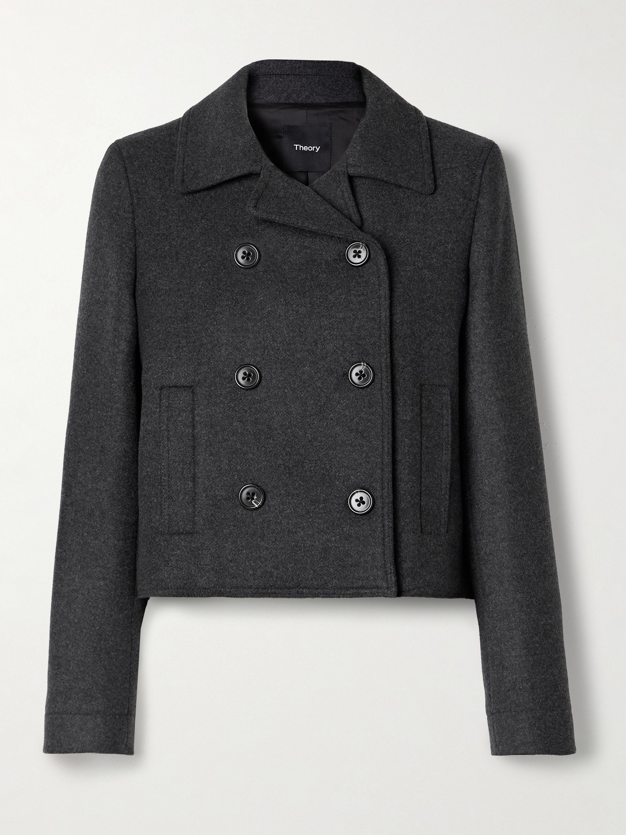 Theory - Double-breasted Recycled Wool-blend Felt Jacket - Gray