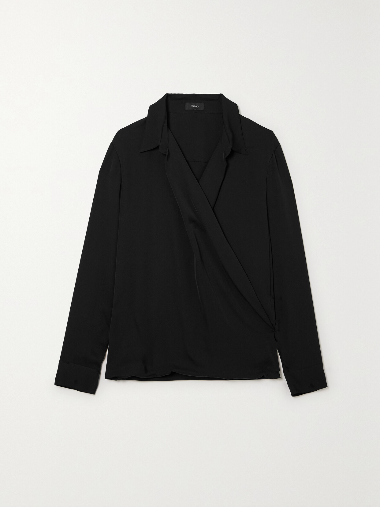 Theory Modern Silk Georgette Wrap Blouse In Black