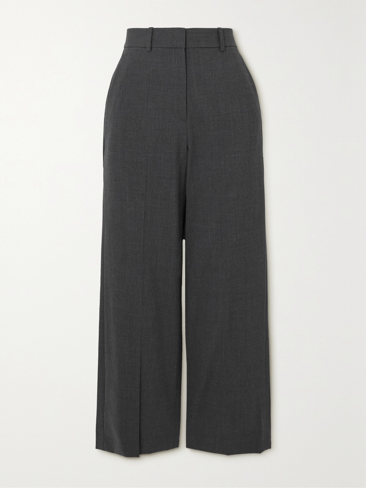 THEORY CROPPED STRETCH-WOOL STRAIGHT-LEG PANTS