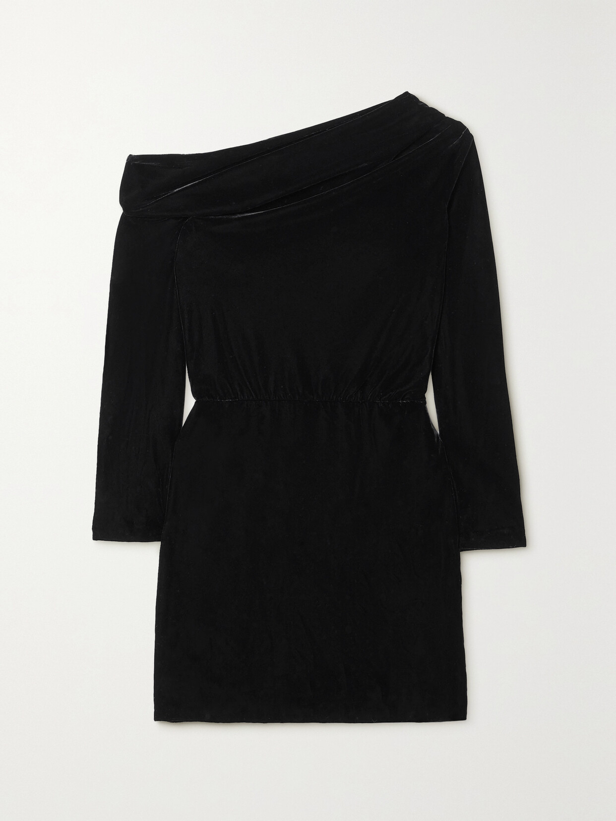 Theory - One-shoulder Stretch-velvet Mini Dress - Black