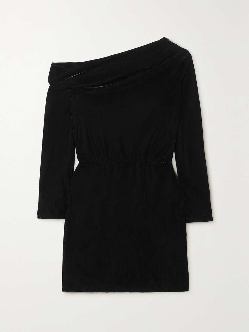 Theory One-shoulder Stretch-velvet Mini Dress