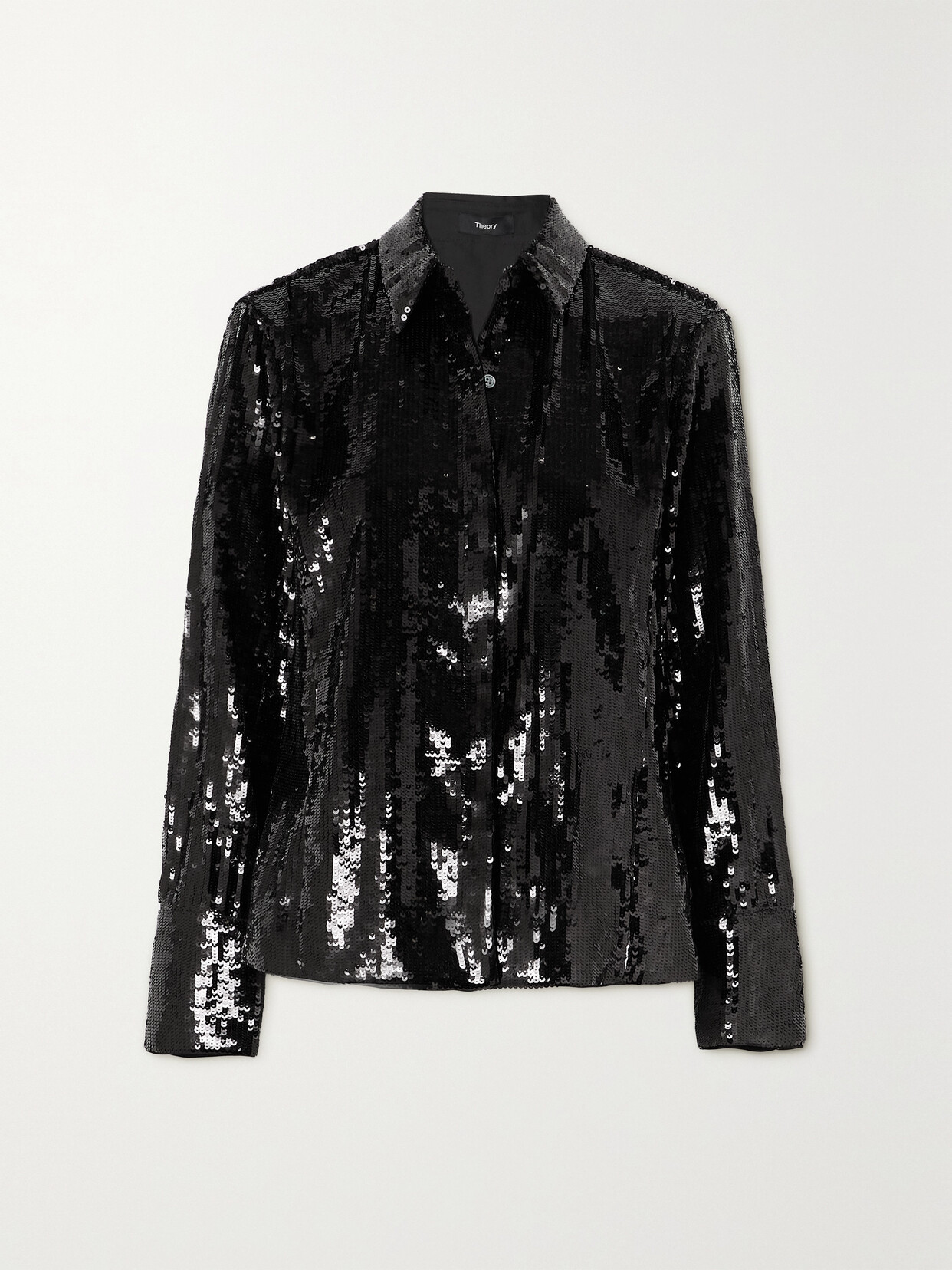 Theory Sequined Crepe Shirt In Black