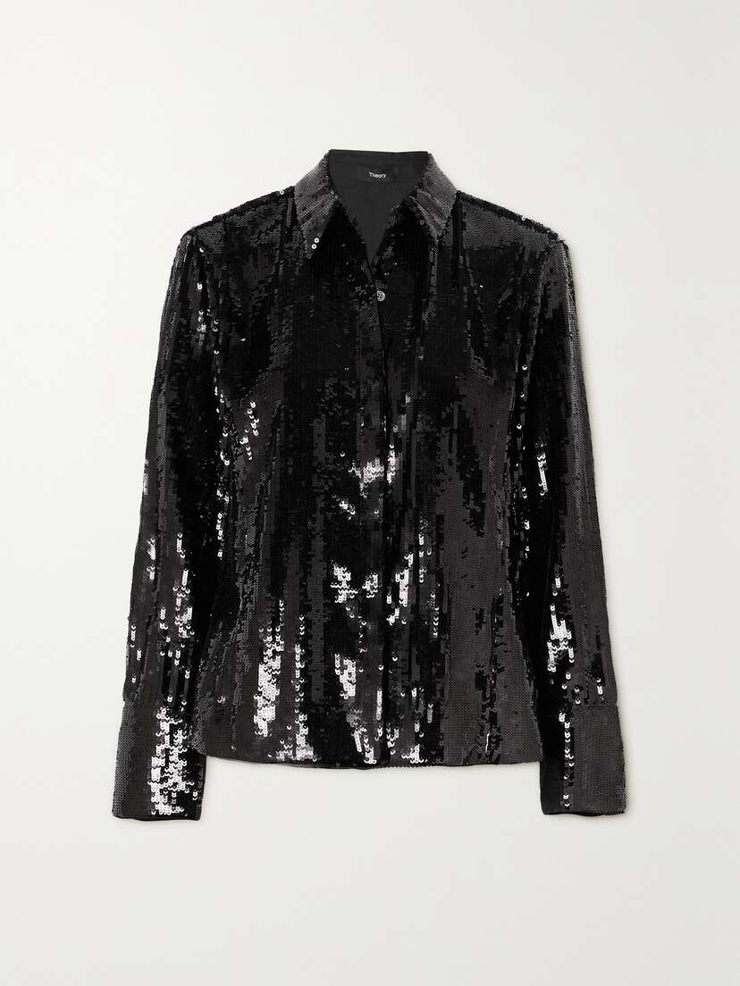 Theory Sequined Crepe Shirt - x large