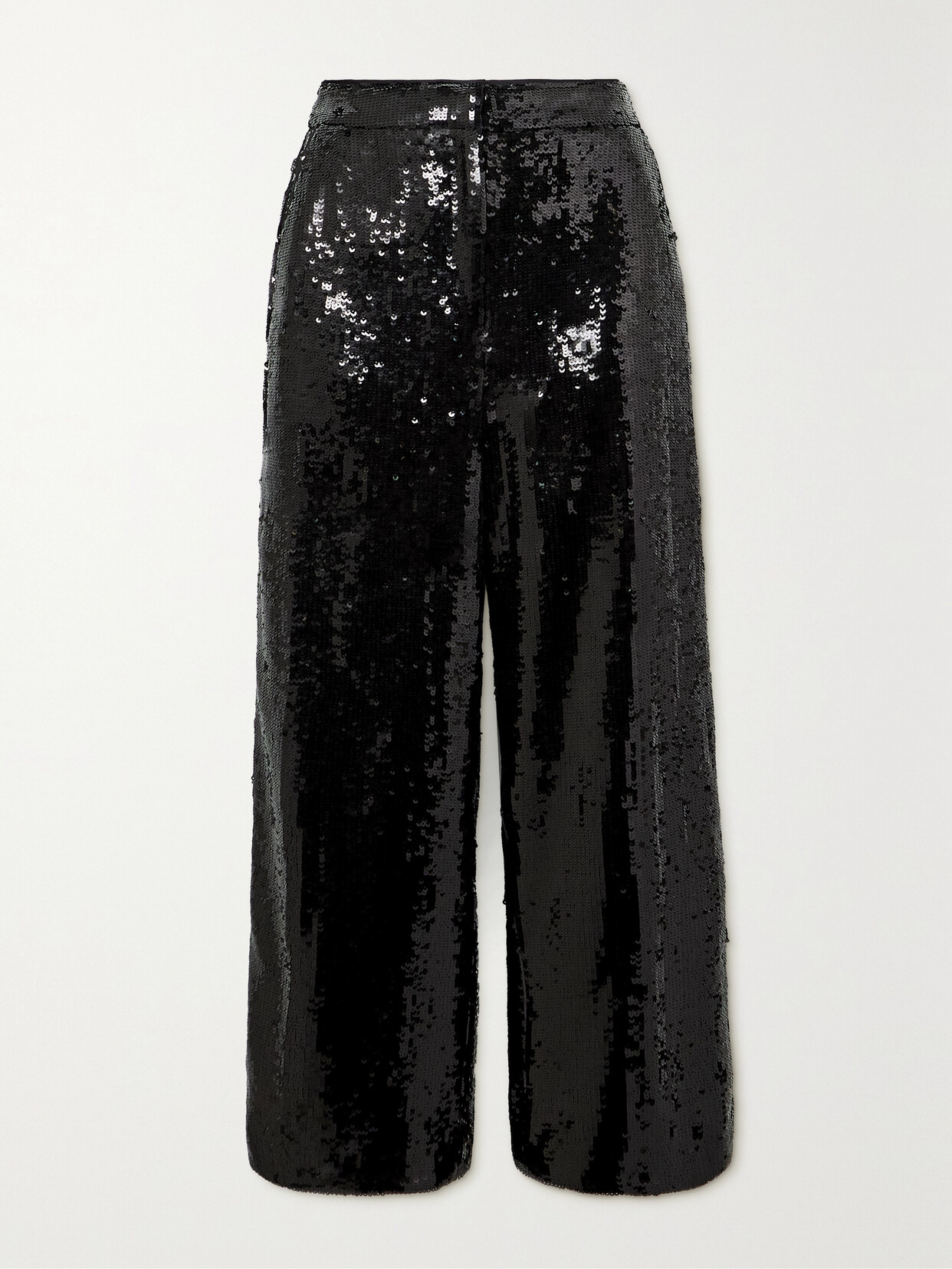 Theory Sequined Crepe Wide-leg Pants In Black