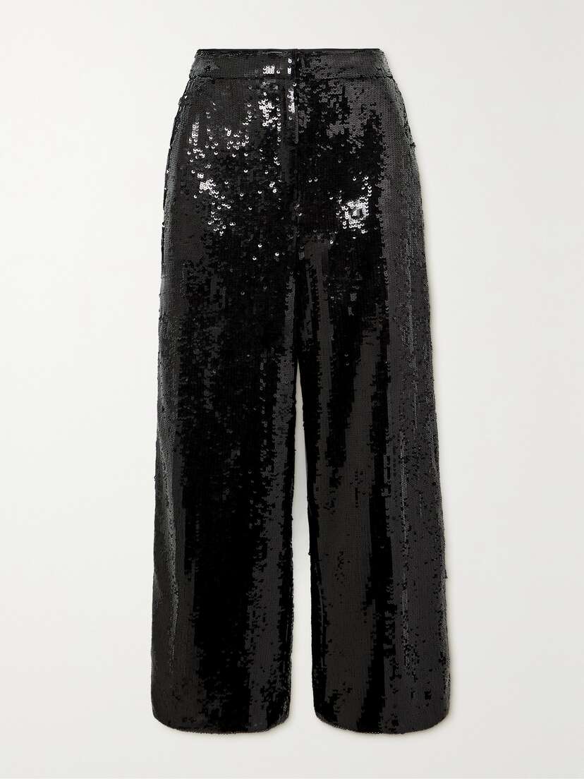 Theory Sequined Crepe Wide-leg Pants
