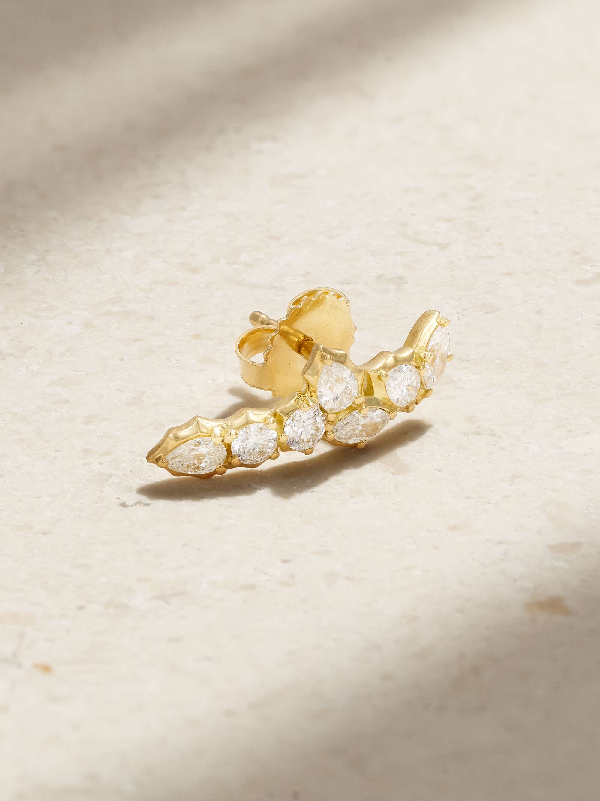 JADE TRAU Posey Half 18karat gold diamond earrings NETAPORTER