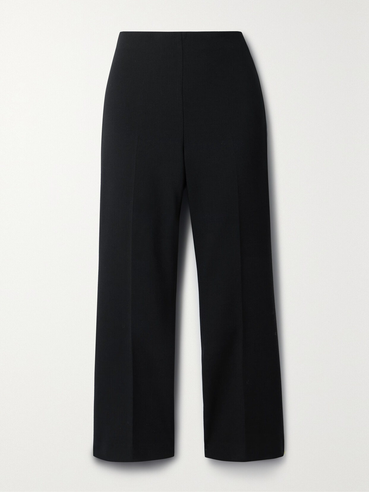 Theory Cropped Wool-blend Crepe Flared Pants In Black