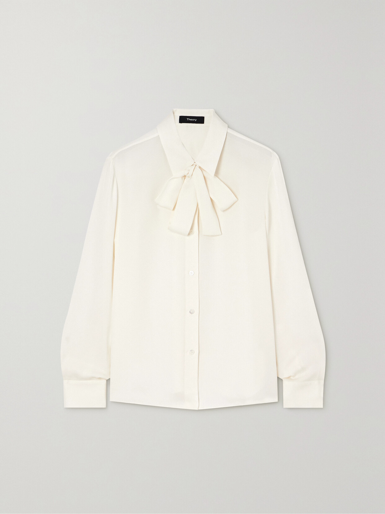 Theory - Pussy-bow Silk-satin Shirt - Ivory