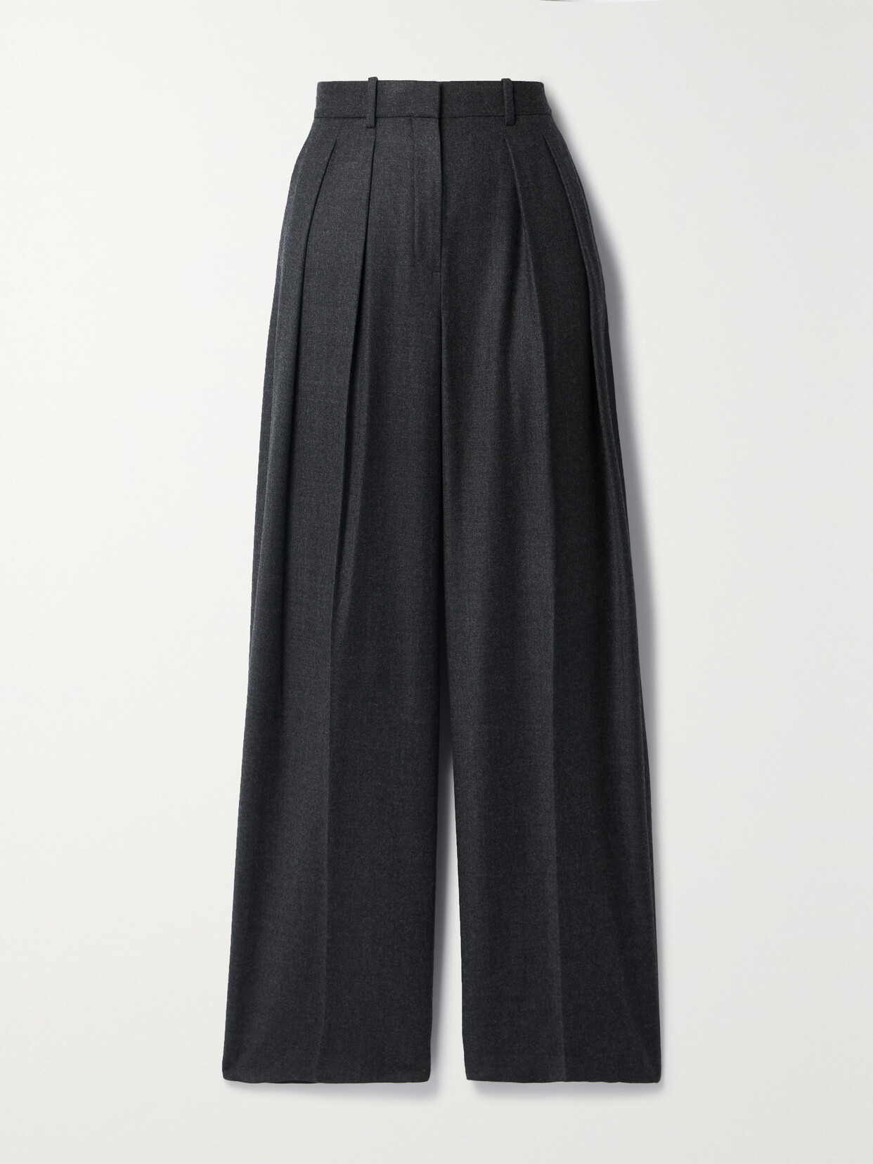 Theory - Pleated Wool-flannel Wide-leg Pants - Gray