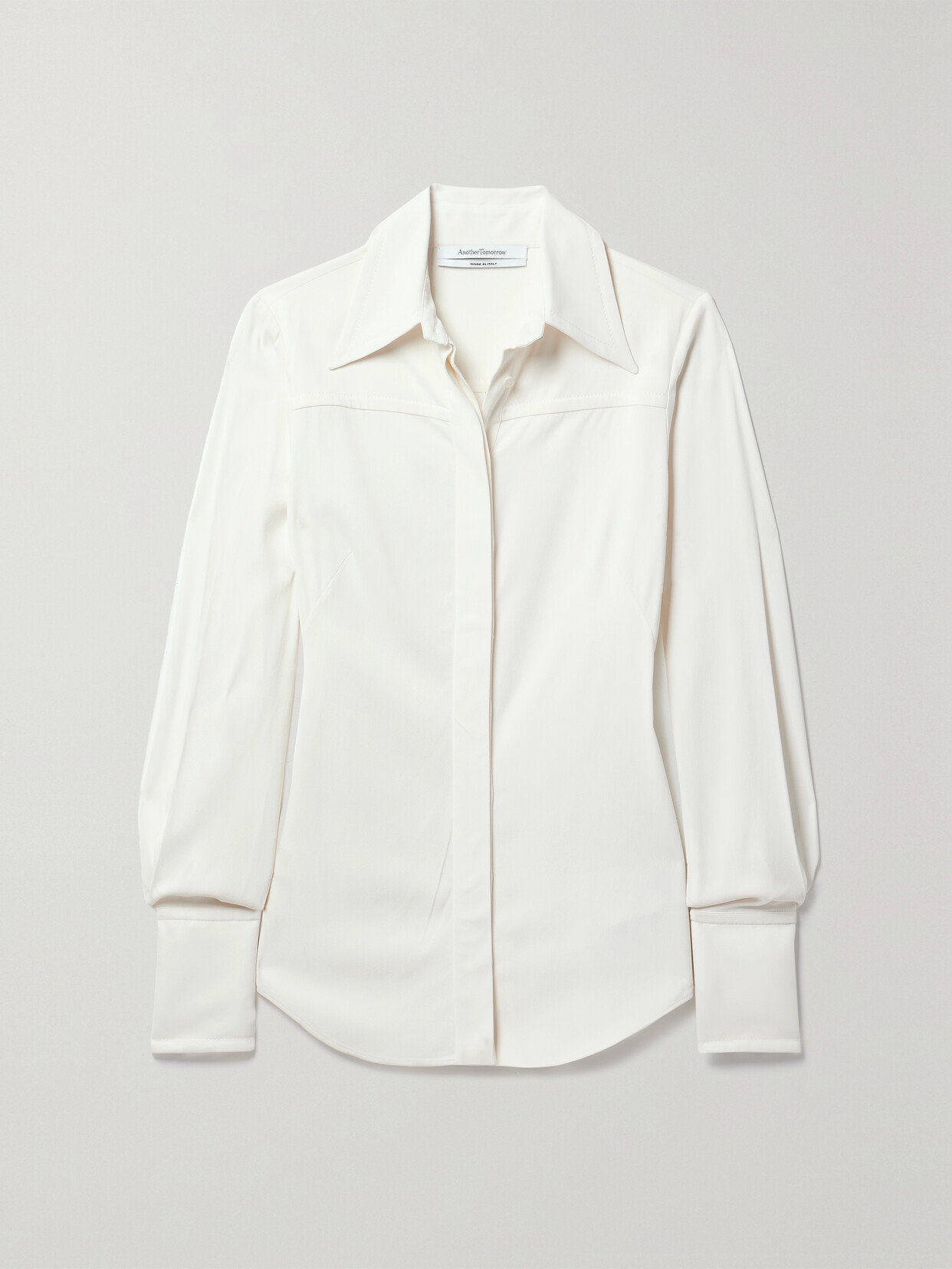 Another Tomorrow - + Net Sustain Crepe De Chine Shirt - Cream