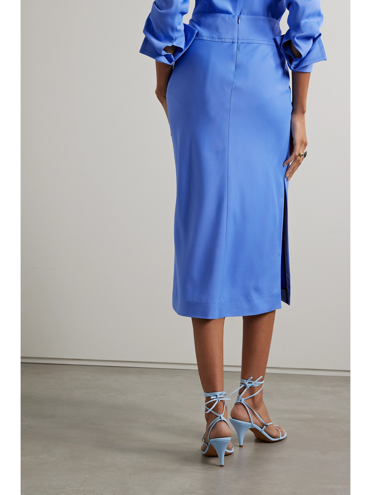 Another Tomorrow + Net Sustain Crepe Midi Skirt In Aegean