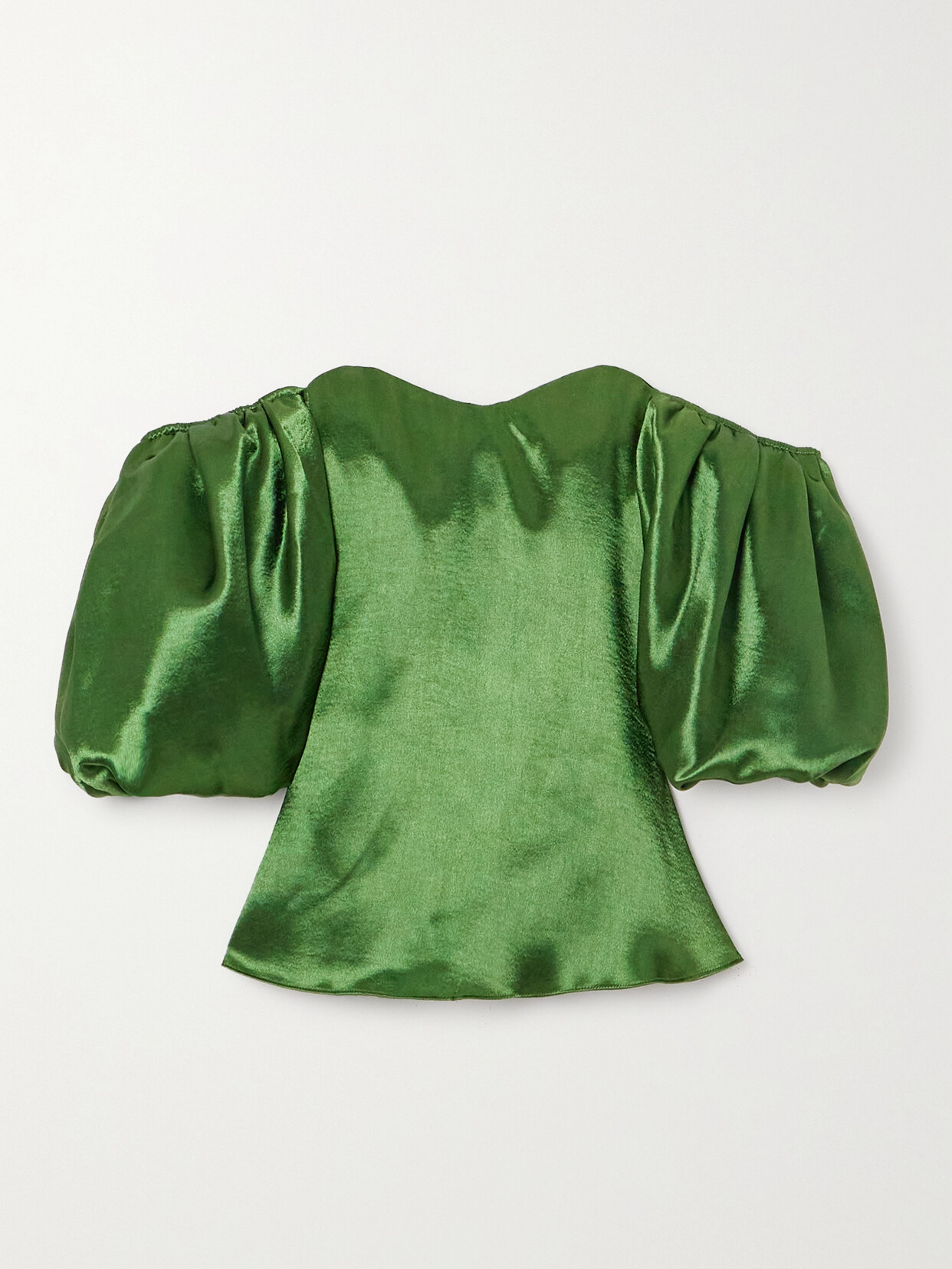 Caroline Constas Paloma Off-the-shoulder Satin Top In Green