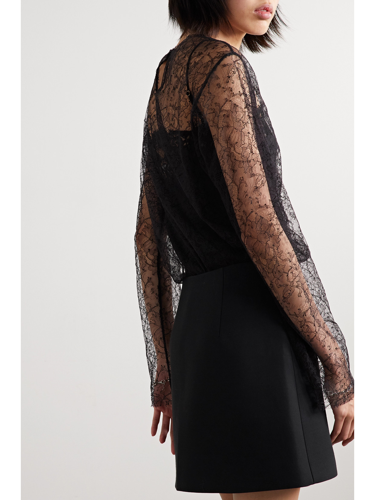 Shop Veronica De Piante Isabel Lace Top In Black