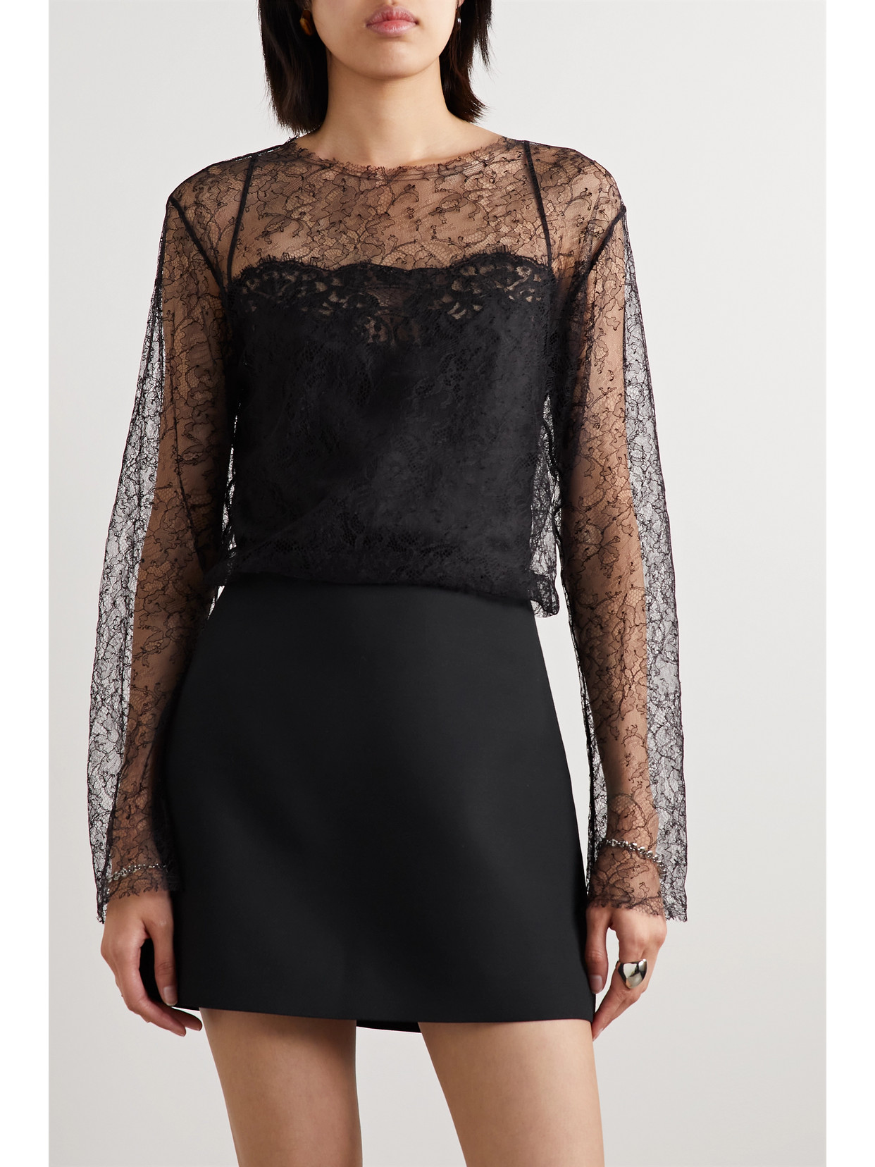 Shop Veronica De Piante Isabel Lace Top In Black