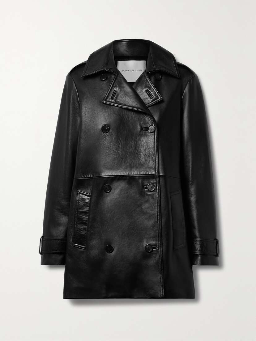 Veronica de Piante Charlotte Double-breasted Leather Trench Coat