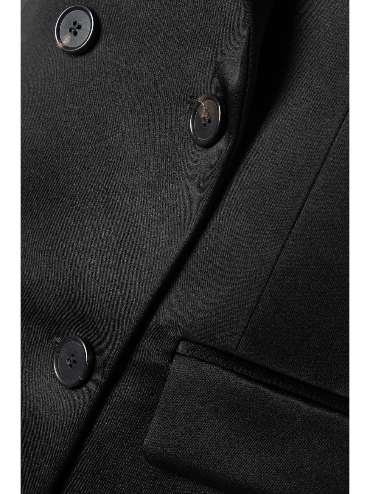 Veronica De Piante + Net Sustain Giulia Double-breasted Silk-satin Blazer In Black