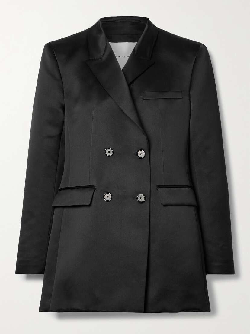 Veronica de Piante + Net Sustain Giulia Double-breasted Silk-satin Blazer