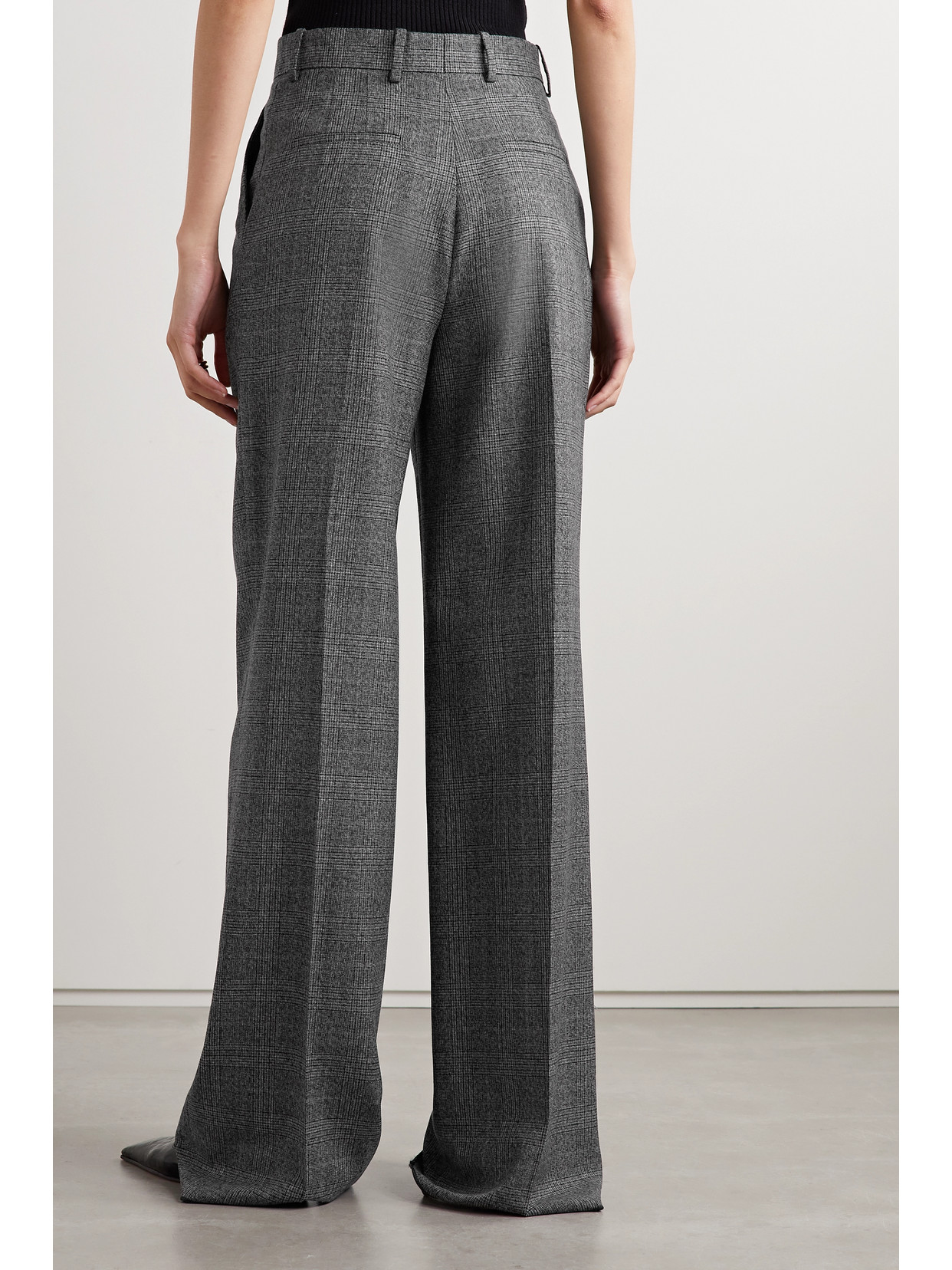 Veronica De Piante Billie Pleated Prince Of Wales Checked Wool Wide-leg Pants In Gray