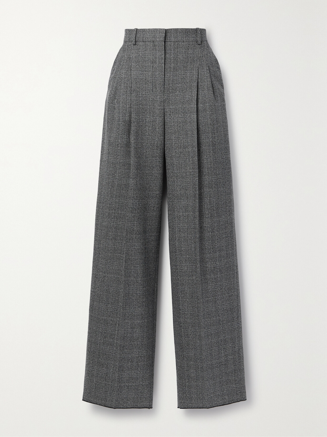 Veronica De Piante Billie Pleated Prince Of Wales Checked Wool Wide-leg Pants In Gray