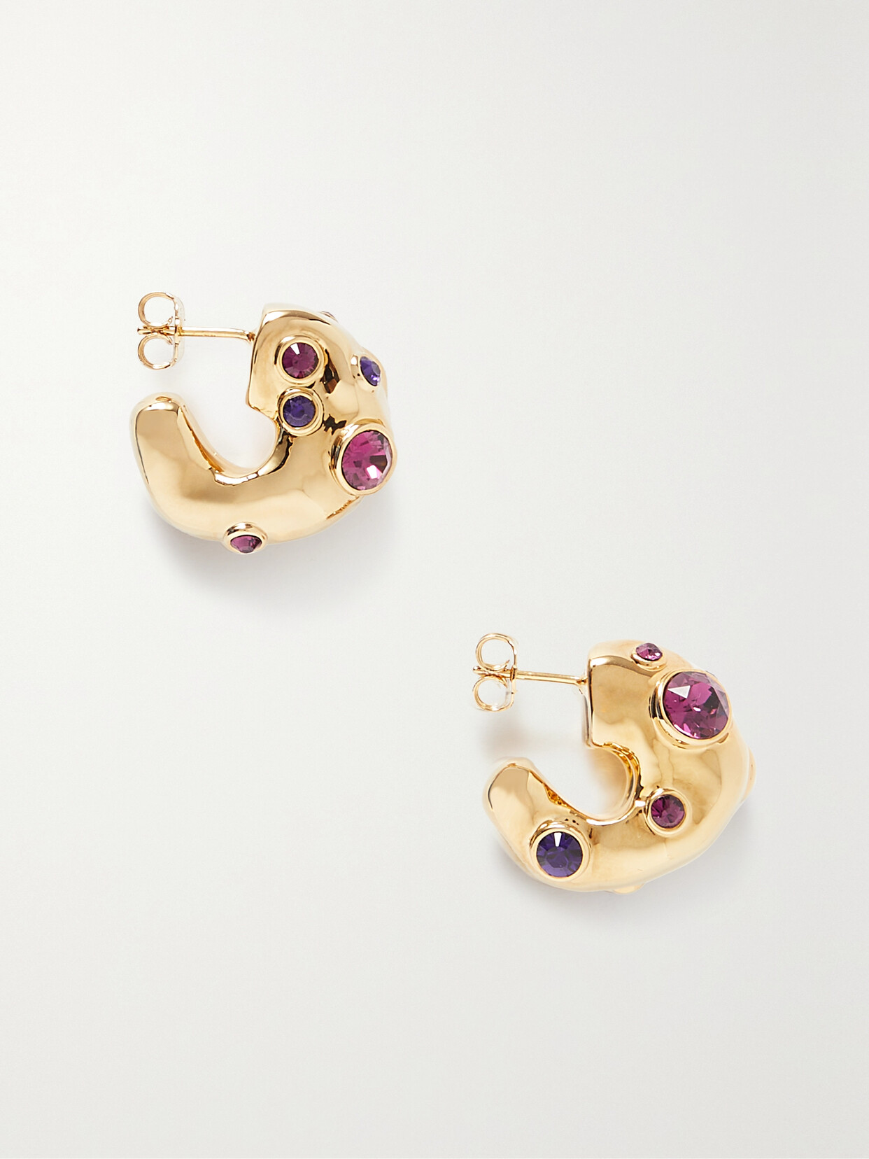 Dries Van Noten - Gold-tone Crystal Earrings - Purple