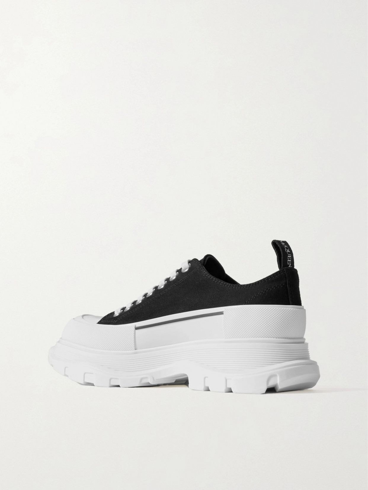 Shop Alexander Mcqueen Tread Slick Canvas Exaggerated-sole Sneakers In Black