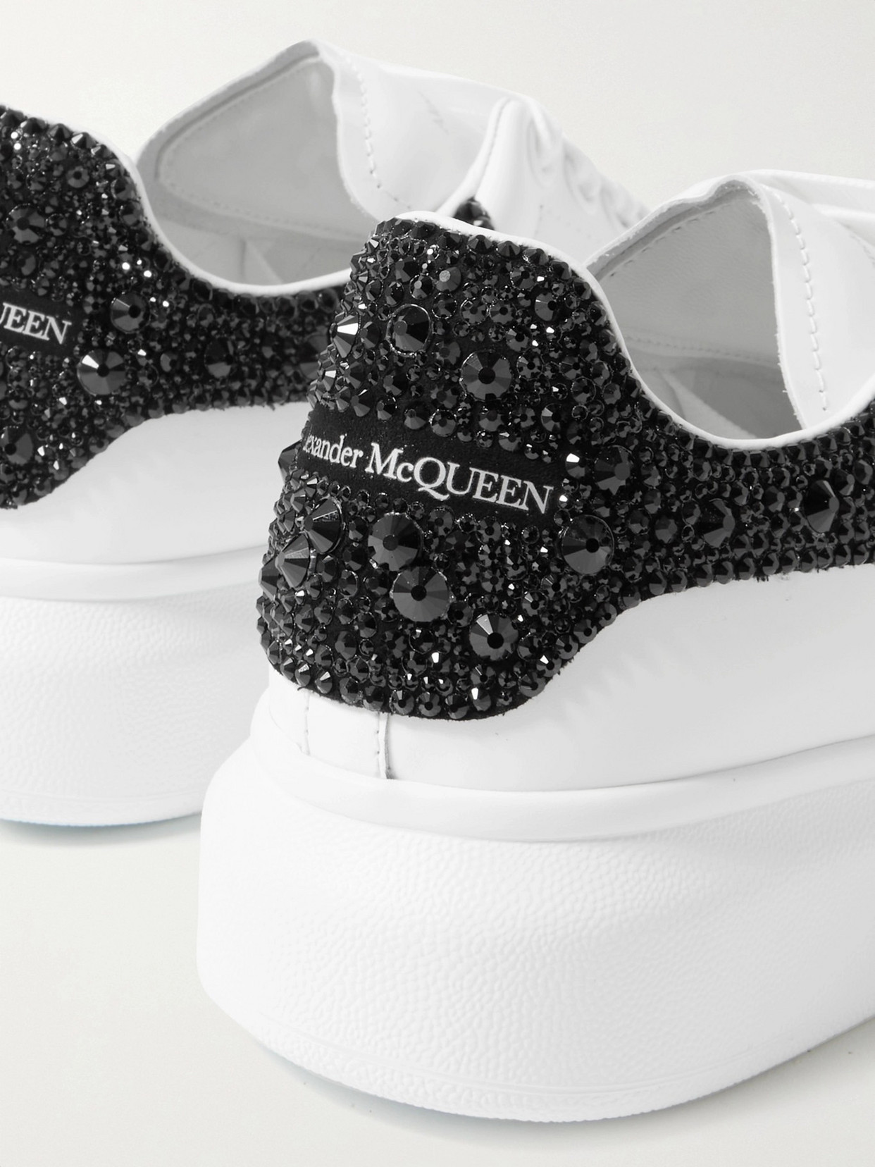 Alexander Mcqueen Womens White/navy Runway Leather And Suede Platform Trainers Eur 41 / 8 Uk In Multicolor