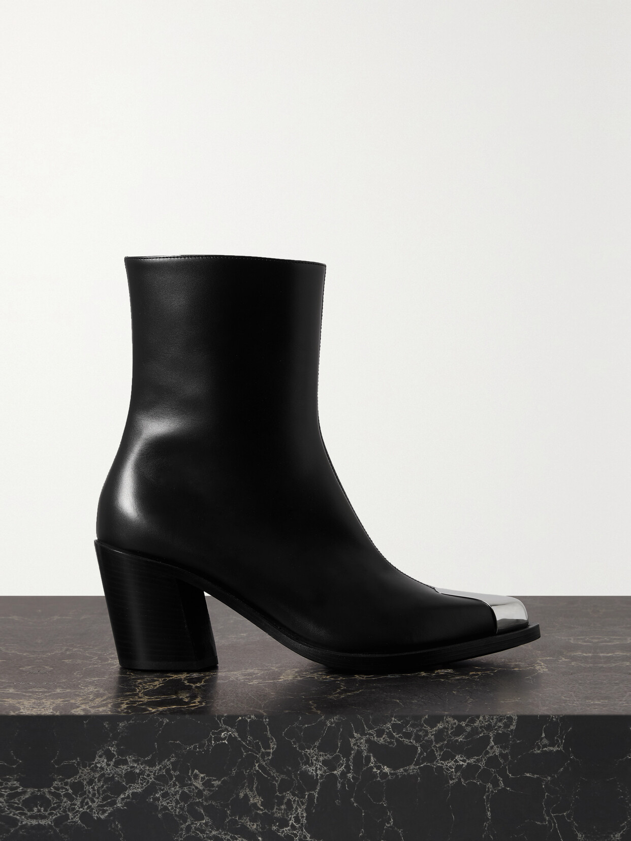 Alexander Mcqueen Punk Embellished Leather Ankle Boots In Black