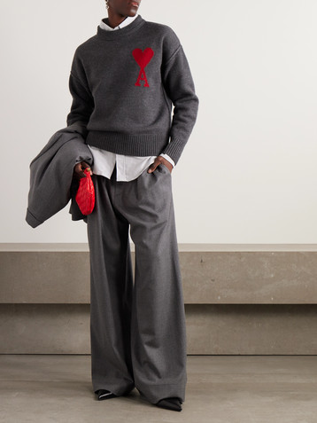 Ami Paris + NET SUSTAIN ADC intarsia wool sweater
