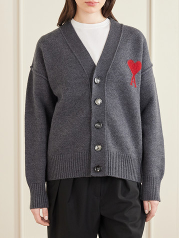 Ami Paris + NET SUSTAIN ADC intarsia wool cardigan