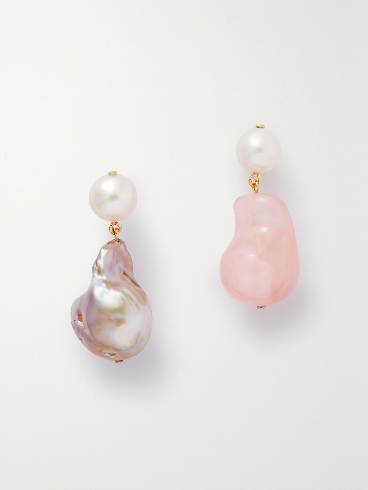 Completedworks - Nebula Recycled Gold Vermeil, Pearl And Resin Earrings - Pink