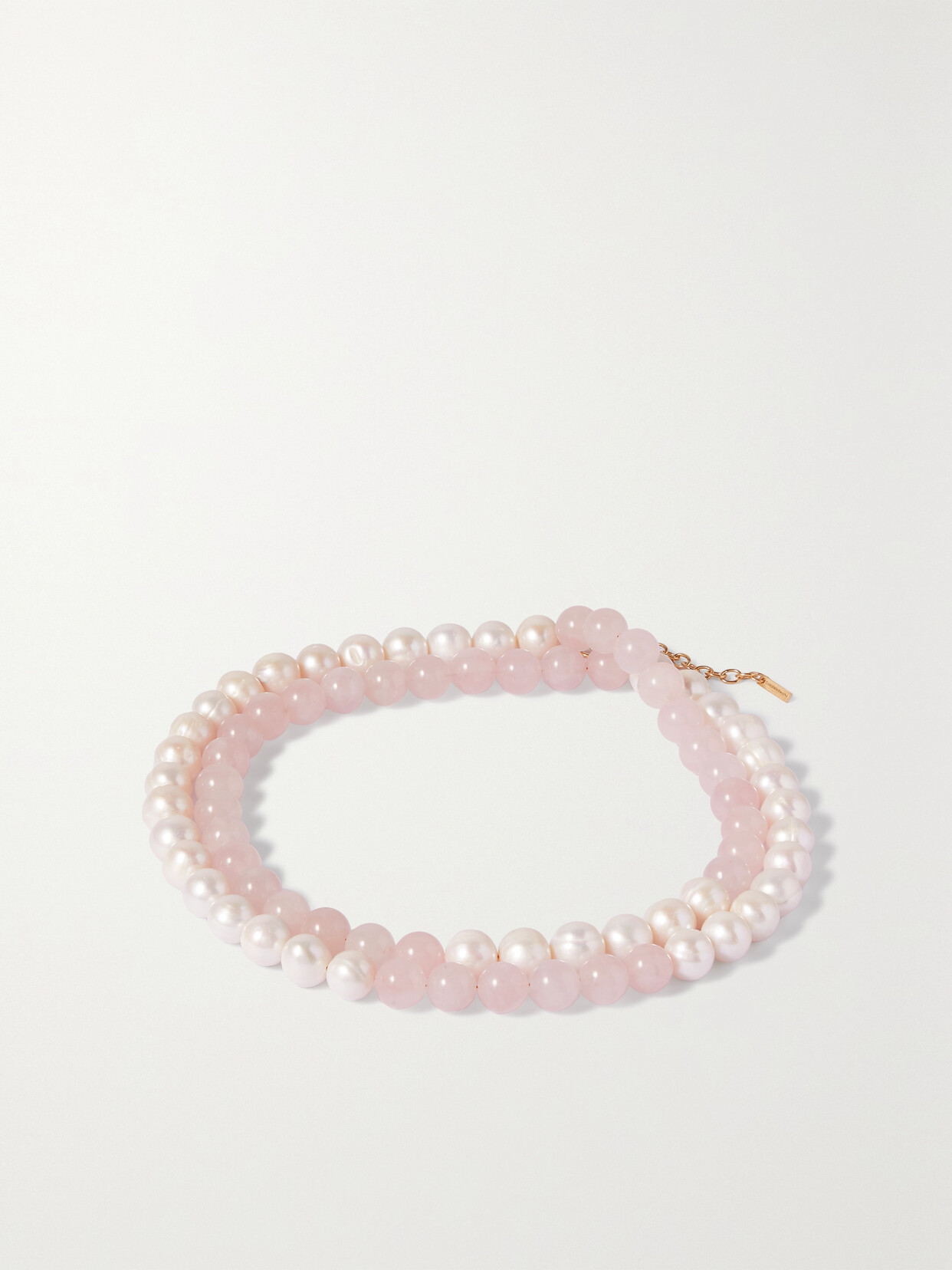 Completedworks - (some Lost) Time Recycled Gold Vermeil, Pearl And Rose Quartz Necklace - Pink