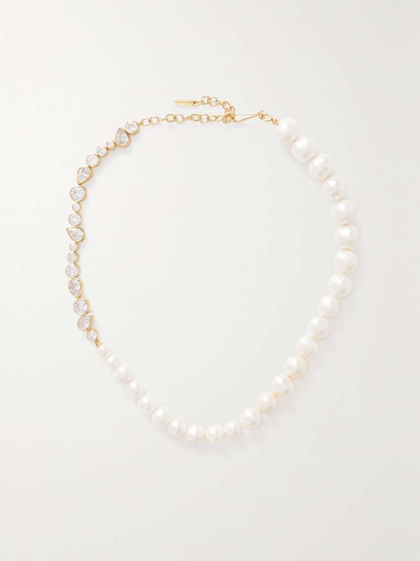 Completedworks + Net Sustain The Temporal Anomaly Recycled Gold Vermeil, Pearl And Cubic Zirconia Necklace