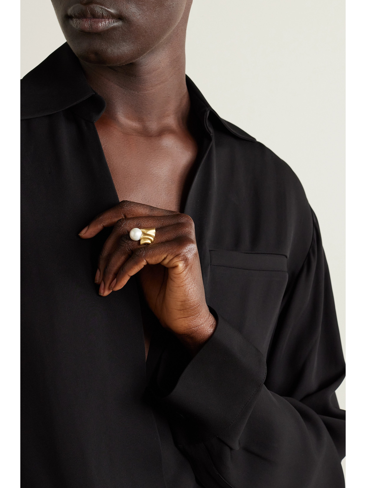 Completedworks Chunky Pearl Ring In Gold