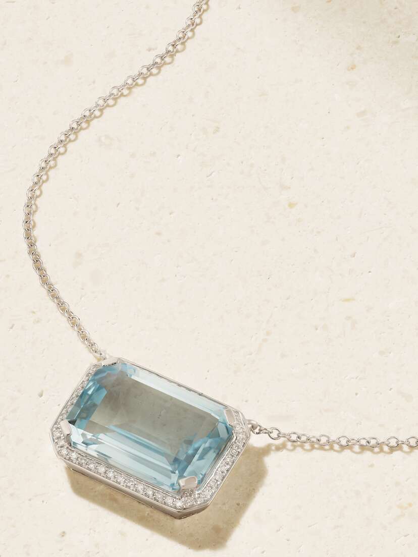 SHAY Portrait 18-karat White Gold, Crystal And Diamond Necklace