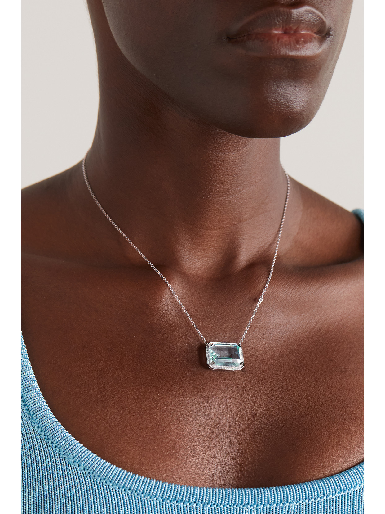 Shay Portrait 18-karat White Gold, Crystal And Diamond Necklace In Gold