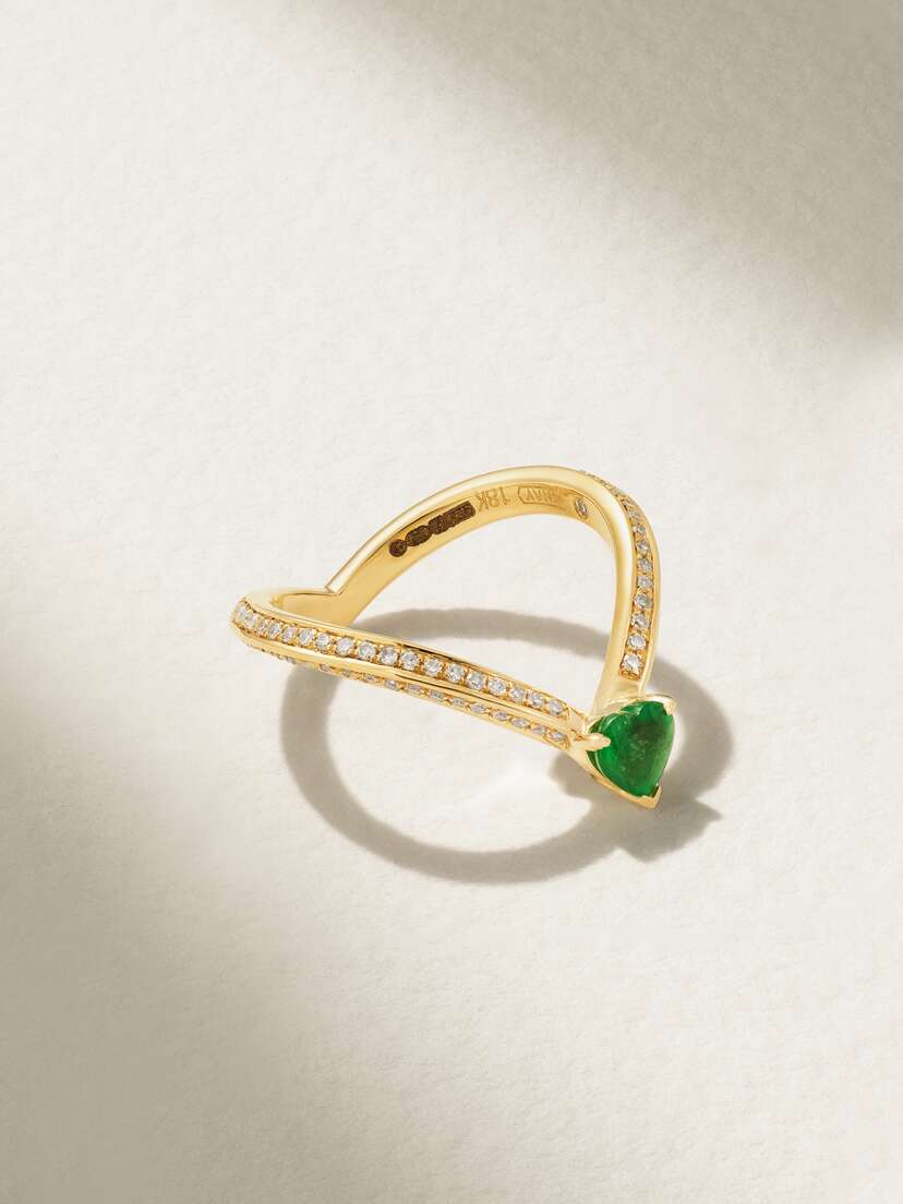SHAY 18-karat Gold, Emerald And Diamond Pinky Ring