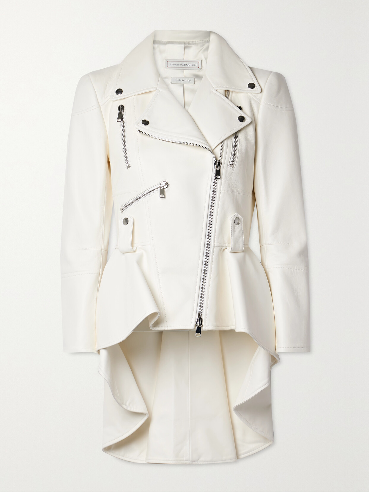 Alexander McQueen - Peplum Leather Jacket - Ivory