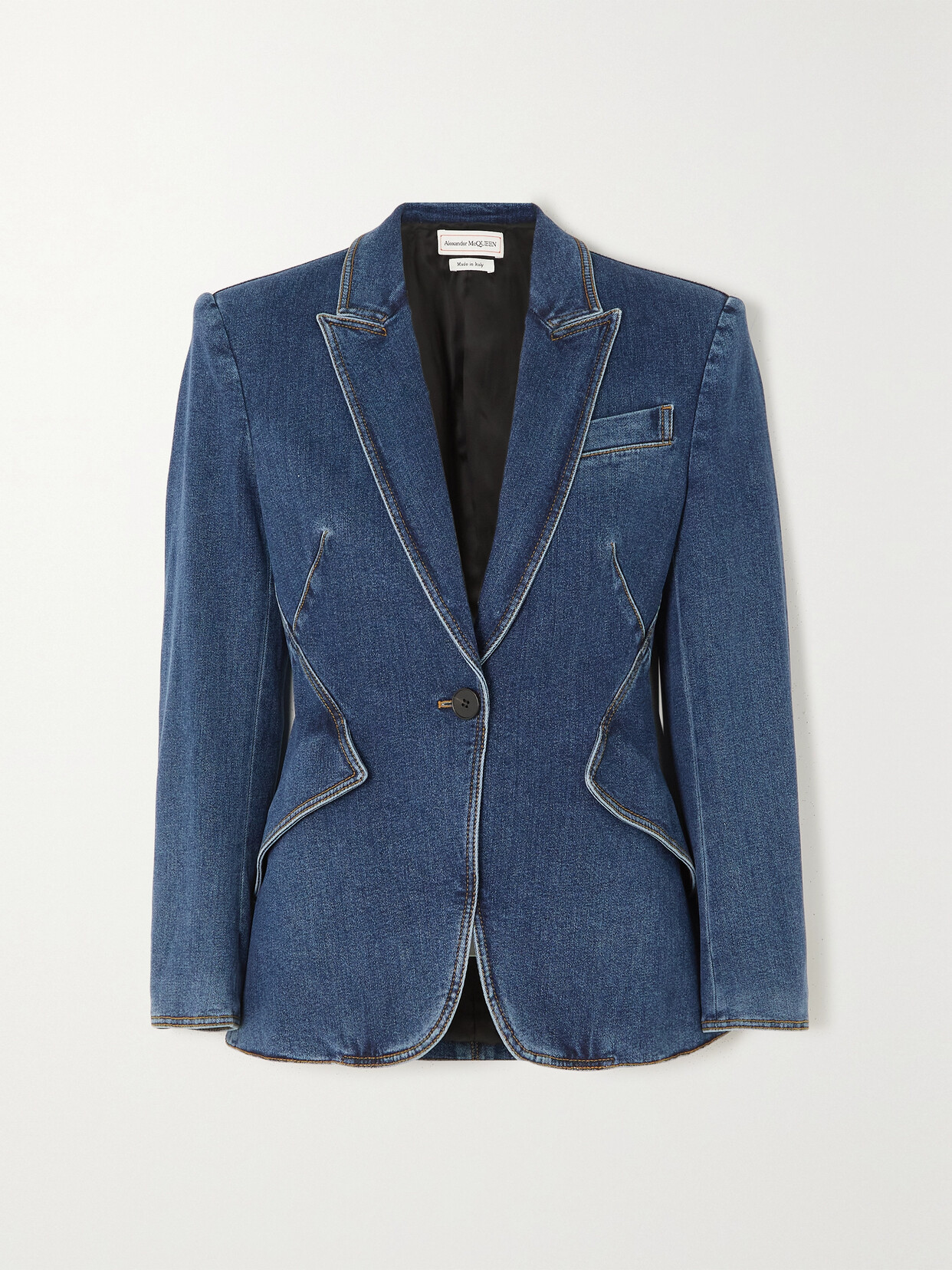 Shop Alexander Mcqueen Denim Blazer In Blue