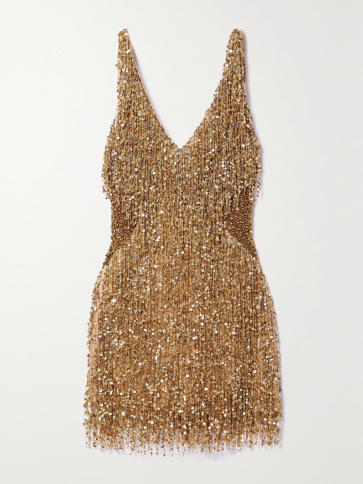 Naeem Khan - Gatsby Embellished Tulle Mini Dress - Gold