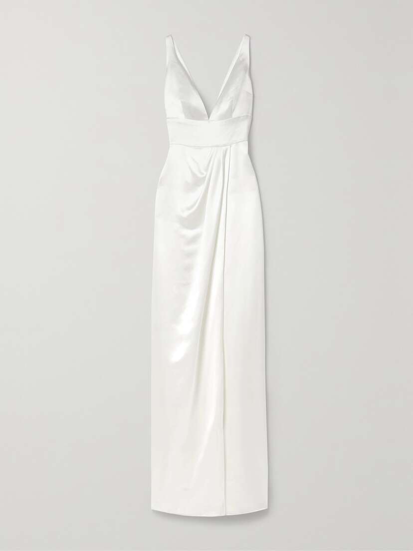 Naeem Khan Virginia Draped Silk-satin Gown