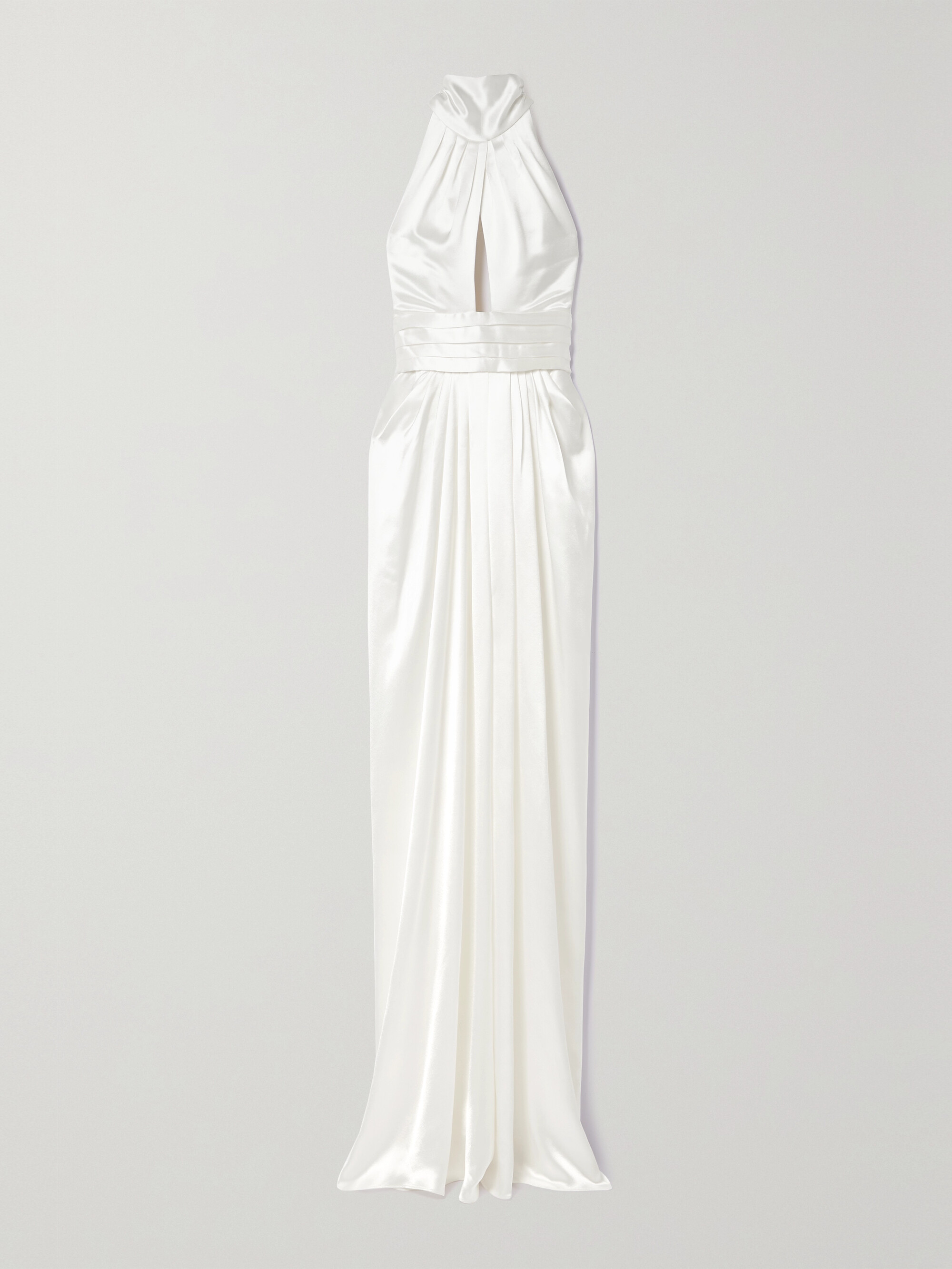 Naeem Khan Magnolia pleated silk-charmeuse halterneck gown