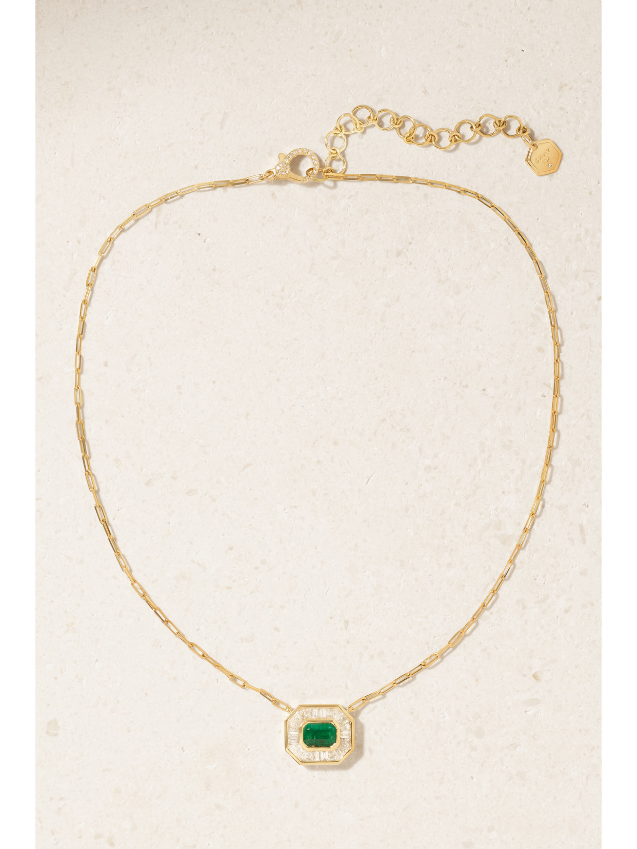 Shay Mini Deco 18-karat Gold, Emerald And Diamond Necklace In Gold