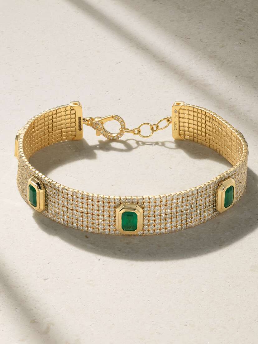 SHAY Elixir 18-karat Gold, Emerald And Diamond Bracelet