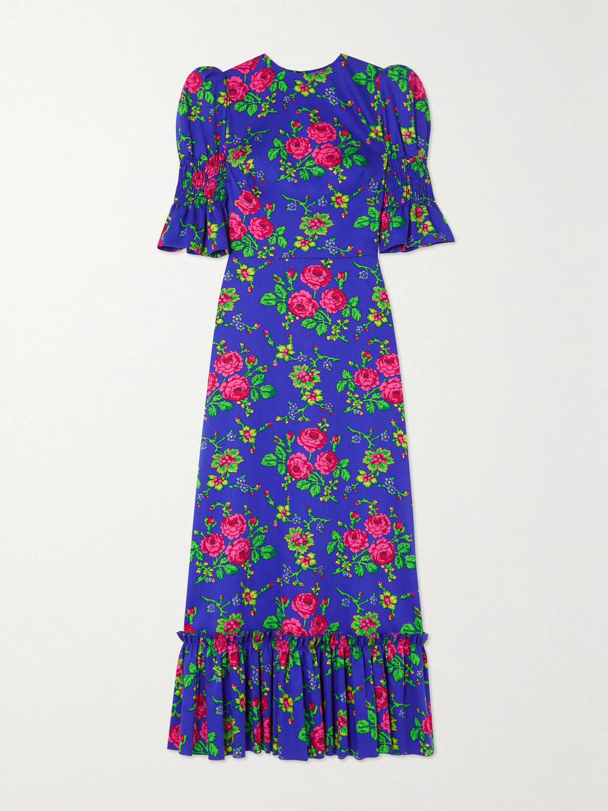 The Vampire's Wife - The Toto Ruffled Floral-print Cotton Midi Dress - Blue