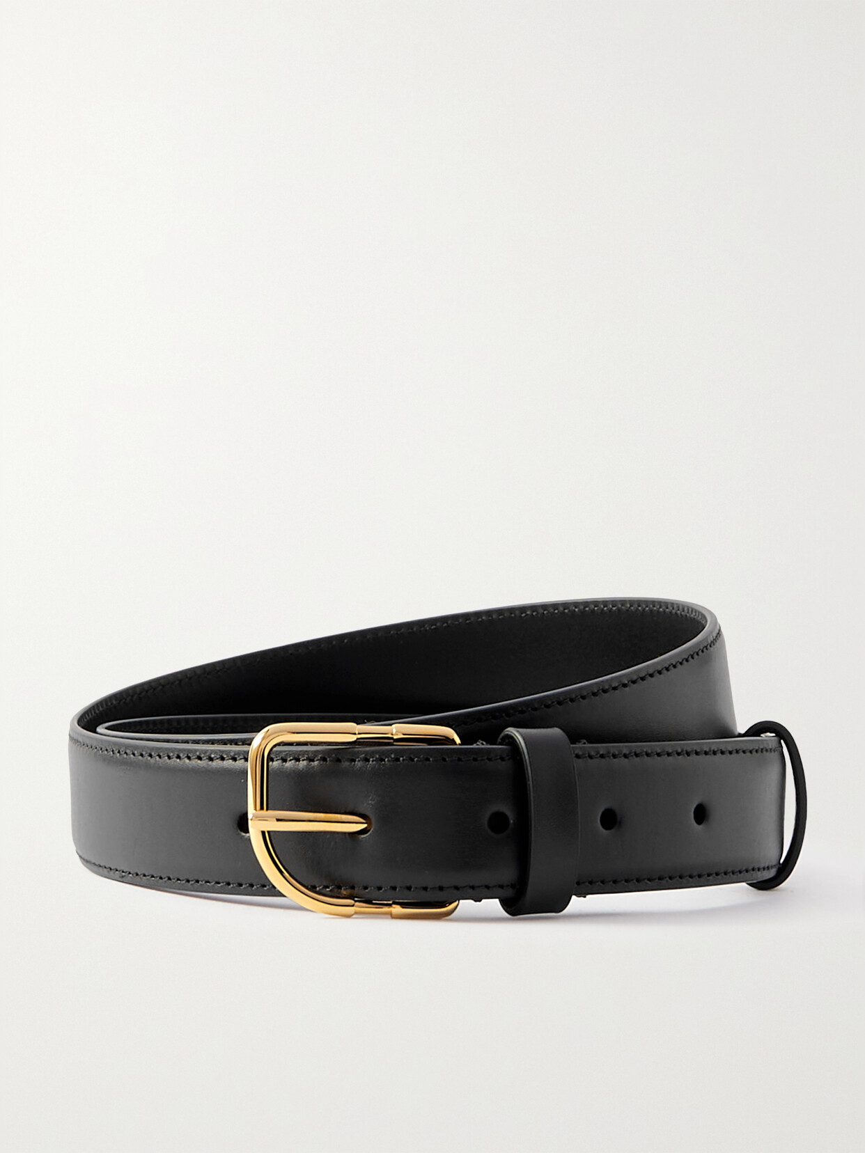 The Row Caspian Leather Belt In Black